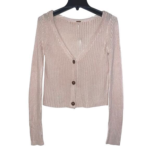 Free People size Small Game On Ribbed Knit Open Front Slim Fit Cardigan - Picture 1 of 9